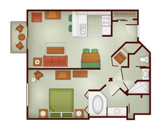 1 bedroom villa floorplan